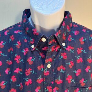 Bonobos Men's blue with pink floral Slim Fit long sleeve shirt XL EUC